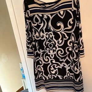 White House Black Market Black and White Long Sleeve Dress